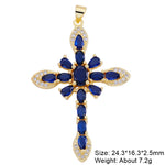 Religious Talisman Jewelry Accessories Handmade 18K Real Gold Plated Cz Paved Catholic Christian Cross