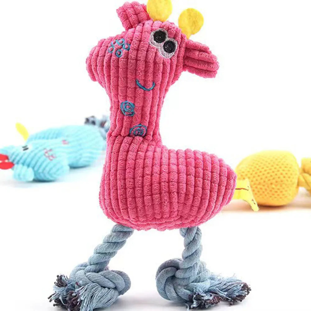 Pet Plush Toy: Bite-Resistant Animal Doll with Squeaker, Soft Stuffed Toy for Dogs/Cats, Interactive Chew Toy