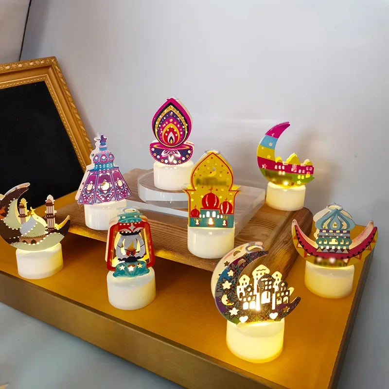 Eid Mubarak Candle Light Ramadan Decoration for Home Ornaments Eid Al-Fitr Kareem Festival Islamic Muslim Party Decor