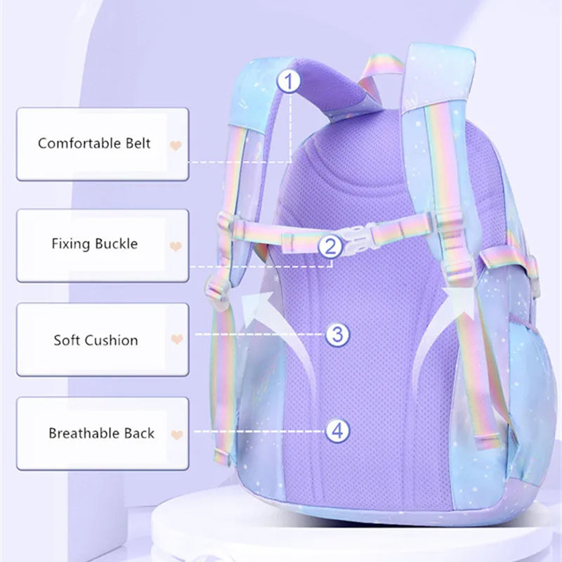 Kids Backpack for Girls School Bags for Middle School Students Waterproof Large Capacity Book Bag.