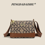 New women's handbag, trendy fashion, retro letter print, top-handle and shoulder bag.