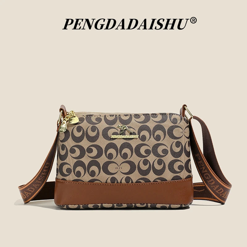 New women's handbag, trendy fashion, retro letter print, top-handle and shoulder bag.