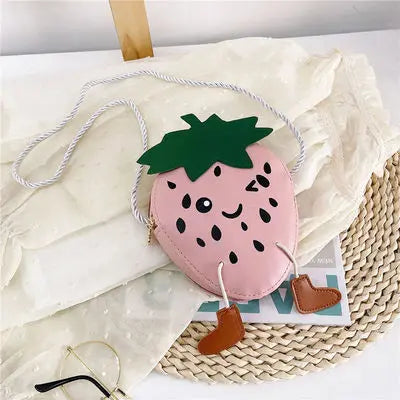 Cute Children Shoulder Bags Cartoon Strawberry Messenger Bag Baby Girls Mini Coin Purse.