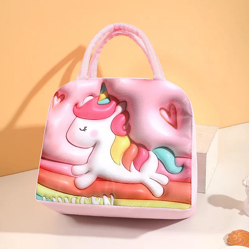 Kids Lunch Bag for School Portable Thermal Bag Children Cartoon Insulated Lunch Bag.