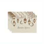 1 PC Happy Ramadan Lantern and Moon Pattern Placemats