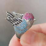 Rainbow Bird Rings for Women Hyperbole Female Finger Accessories