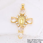 Religious Talisman Jewelry Accessories Handmade 18K Real Gold Plated Cz Paved Catholic Christian Cross