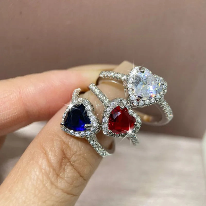 Heart Rings for Women Wedding Jewelry Cubic Zirconia Stone Ring Accessories