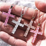 New Fashion Necklaces Female Pendants Gold Multi Color Crystal Jesus Cross Pendant For Women
