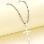 Men's and women's new cross pendant necklace, minimalist gold jewelry.
