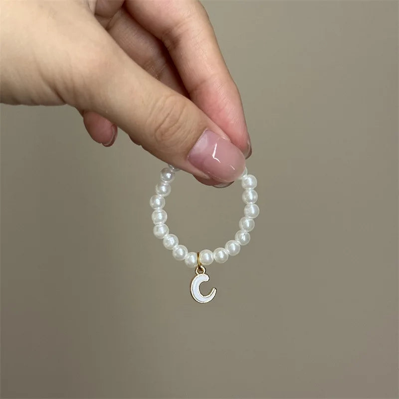 Mini Pendant Letter Pearl Necklace