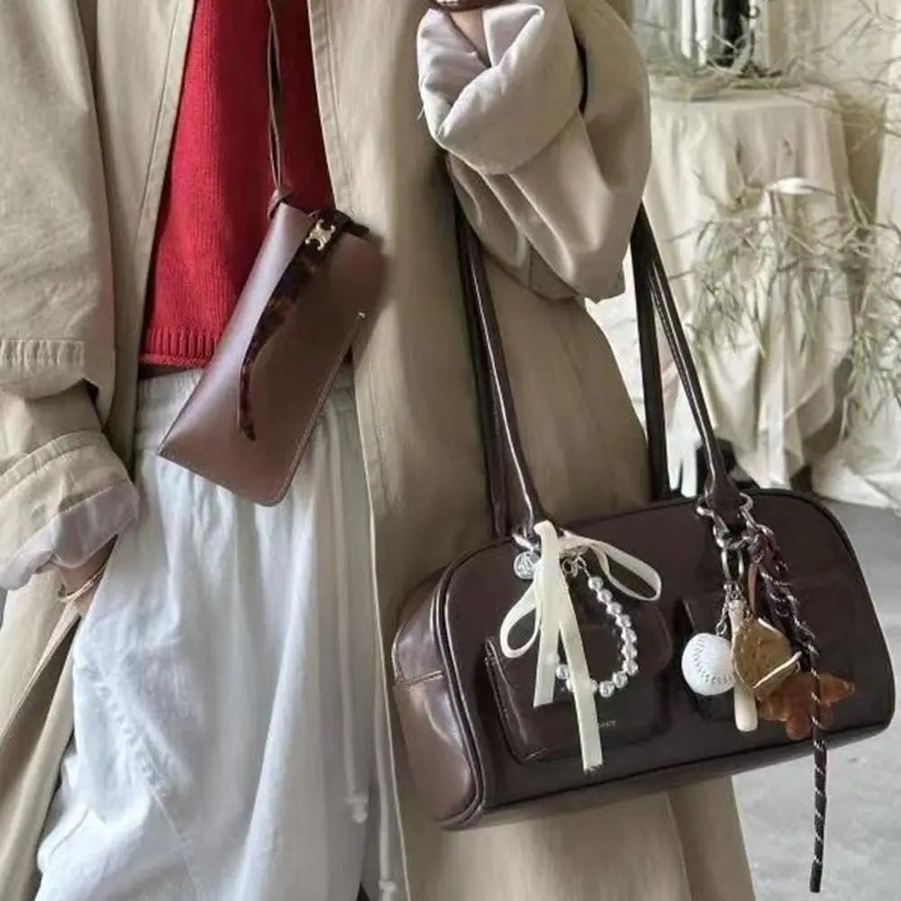 Women's Handbag 2025 New Double Handle Shoulder Commuter Bag.