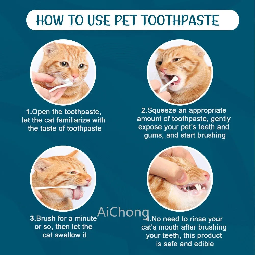 Pet Oral Care Toothpaste Dogs and Cats Fresh Breath Clean Teeth Tartar Plaque Removal Edible Safe Dental Health Care Supplies