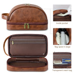 Men's leather makeup bag for travel men's high-end sense large capacity storage bag.