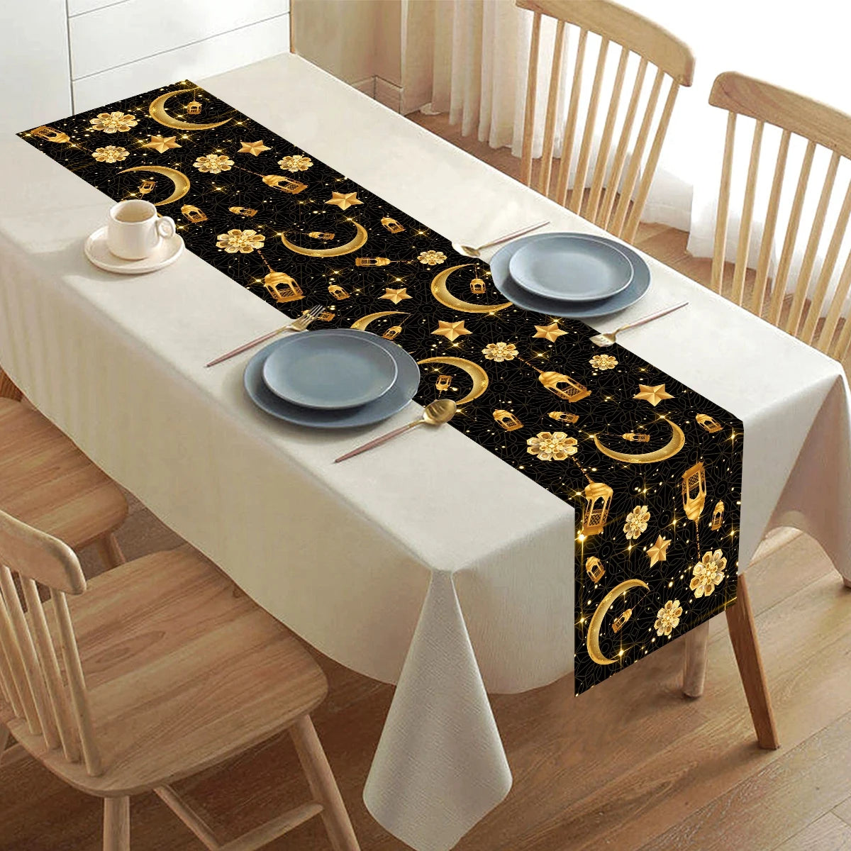 Ramadan Kareem Polyester Table Runner Decoration For Home Islamic Muslim Party Supplies Gift EID Mubarak