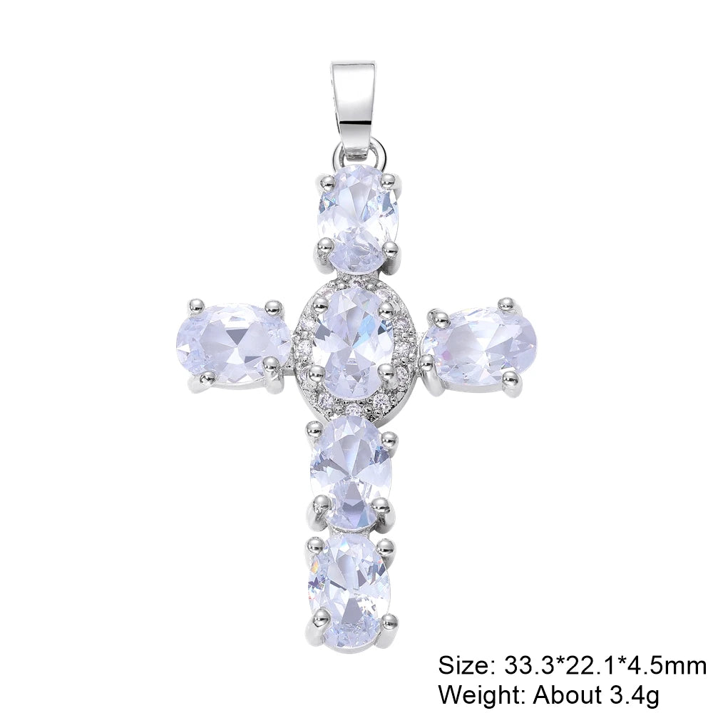 Religious Talisman Jewelry Accessories Handmade 18K Real Gold Plated Cz Paved Catholic Christian Cross