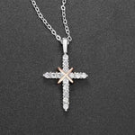 Cross Pendant Necklace For Women Iced Out Crystal Silver Plated Chain Collar Choker Necklace.
