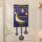 Ramadan Irregular Flag Hanging Moon Stars Door Hanging Wall Decoration Party Decoration Hanging Pieces Banner 1 Set 1 Piece
