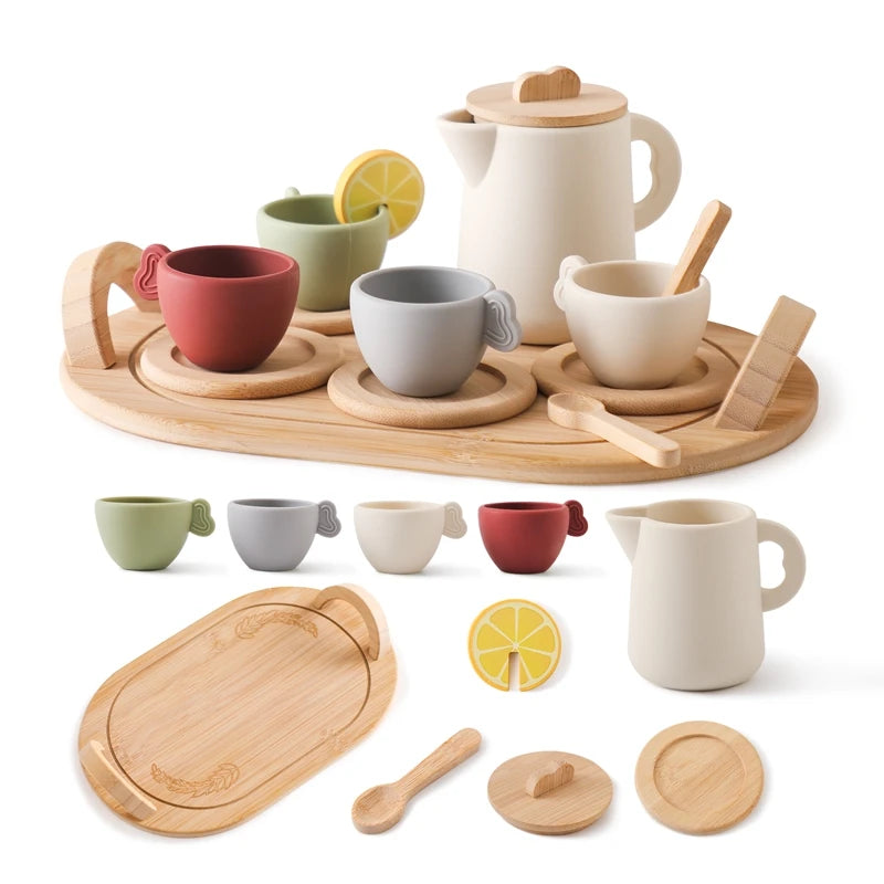 Wooden Toddler Tea Party Toys Set