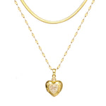 Women's High-End Heart-Shaped Necklace with Zircon Cross Pendant Stainless Steel Collarbone Chain Fashionable Jewelry