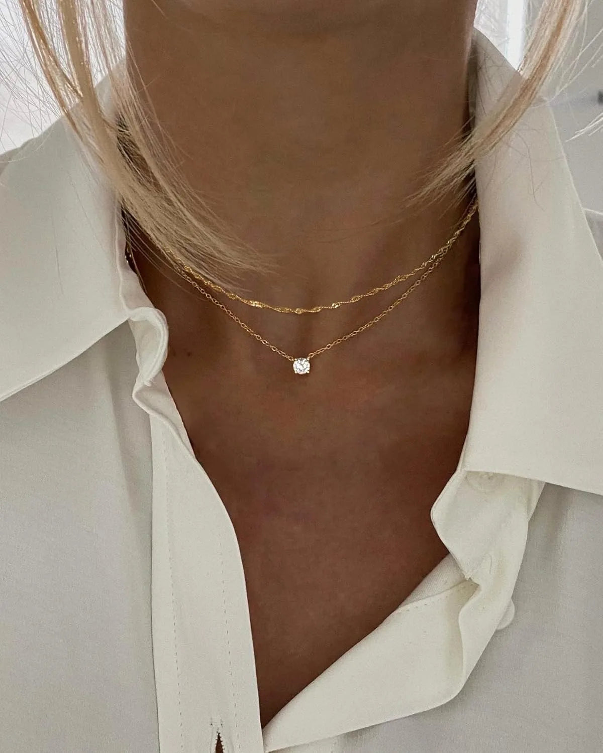 Diamond Necklaces for Women K Gold/Sterling Silver Choker Necklace Simple Gold Plated Jewelry for Women Gifts