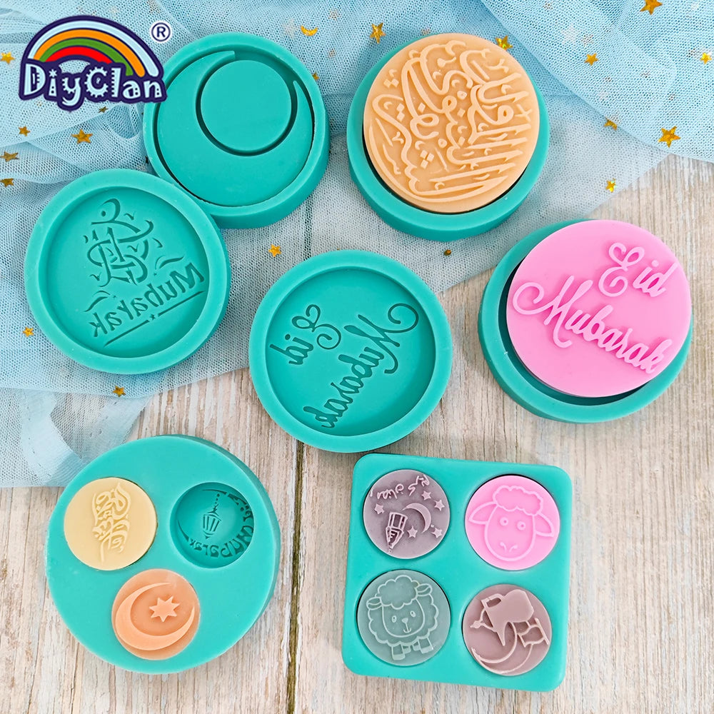 Ramadan Silicone Mold Muslim Arabic Script Moon Fondant Cake Decorating Tools Biscuit Dessert Sugar Craft Chocolate Baking Mould