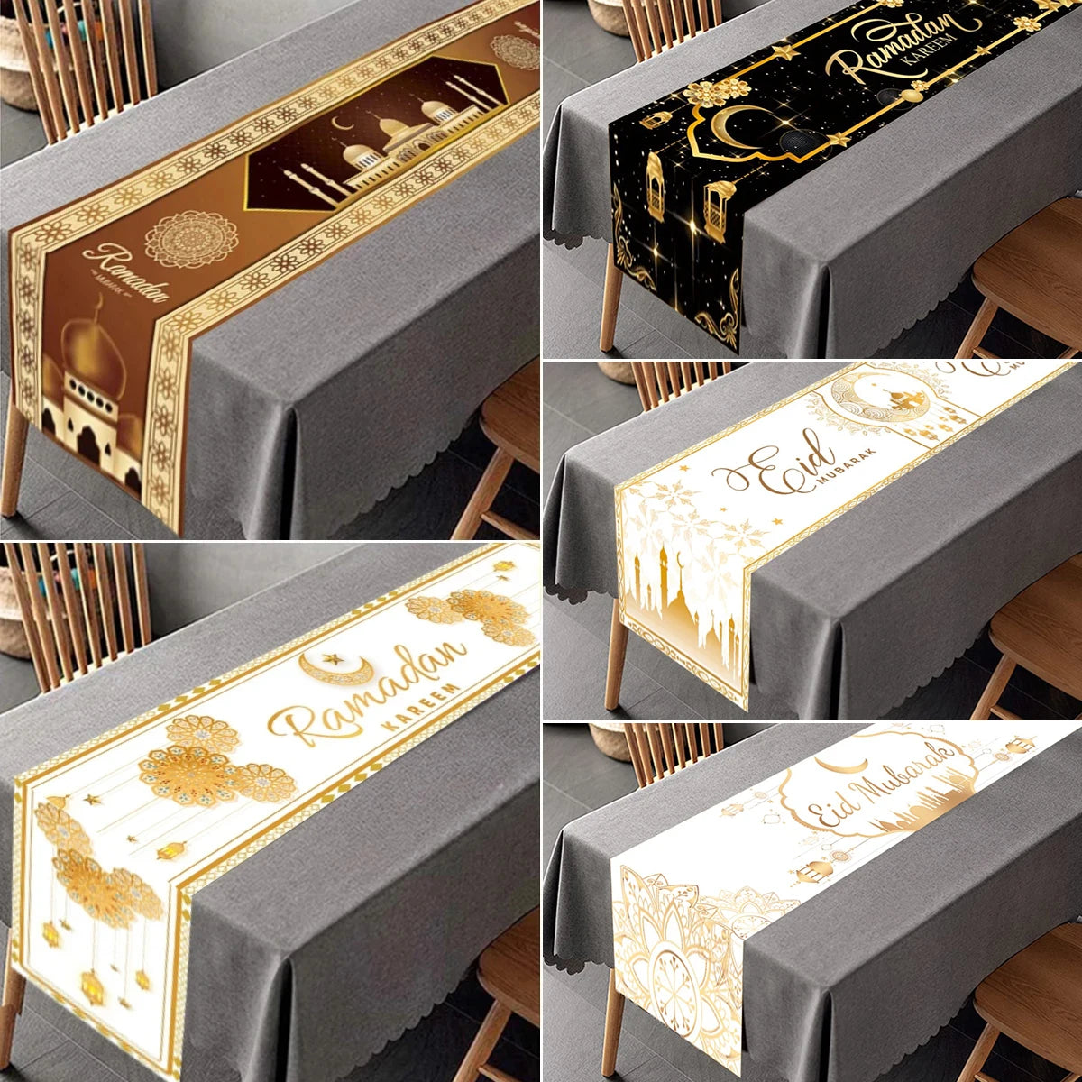 Ramadan Decor Table Runner EID Mubarak Decoration For Home Tablecloth Ramadan Kareem Islamic Muslim Party Eid Al Adha Gifts