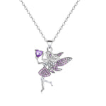 Zircon crystal cute Beautiful Fairy Pendant Necklace for Teen Girls White Gold Plated Austrian Crystal Jewelry Gifts