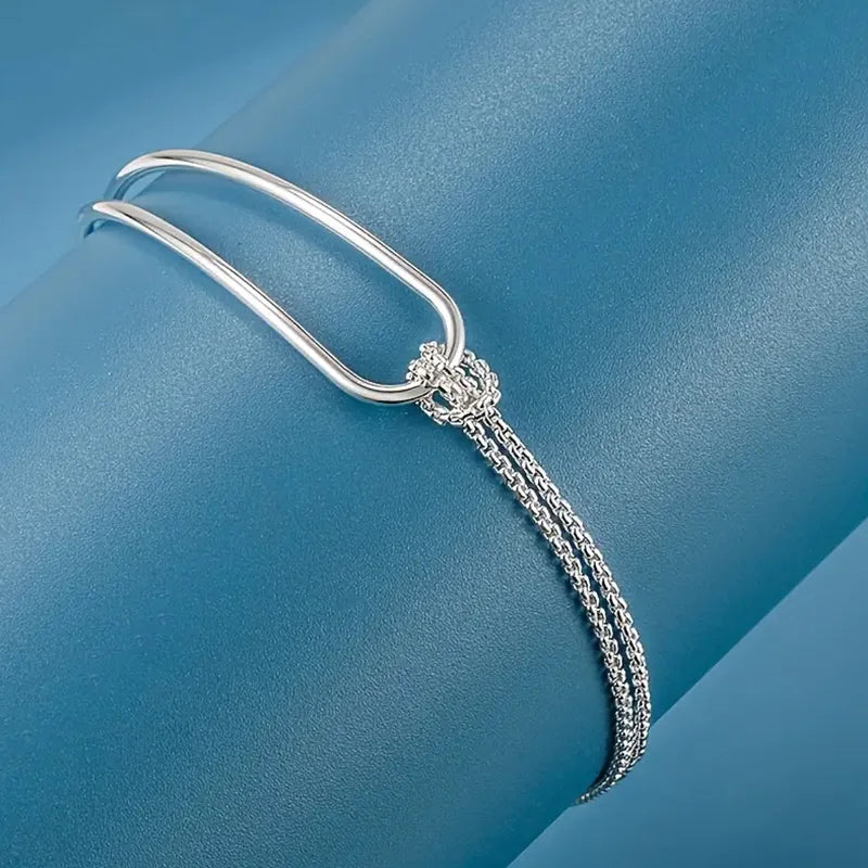 S925 Silver Minimalist Geometric Collage Bracelet Women's Jewelry Exquisite and Elegant for Birthday and Christmas Gifts