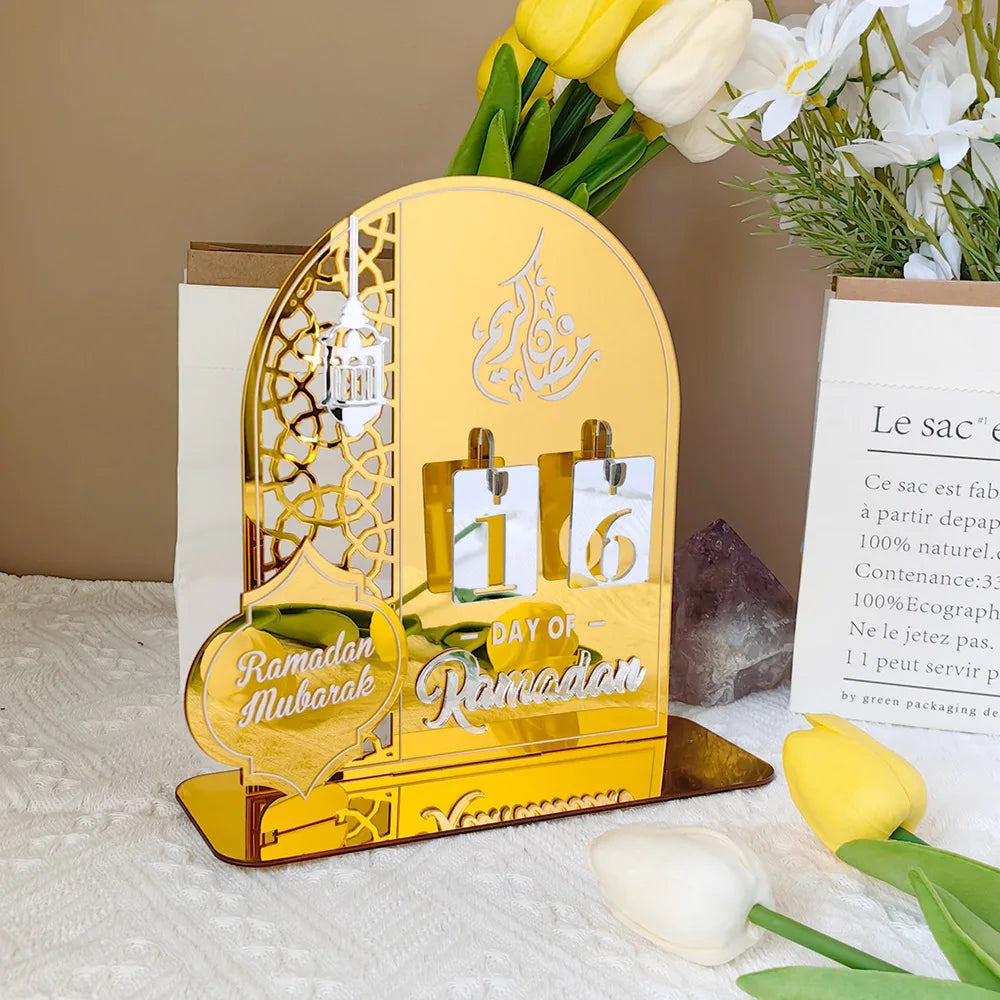 Acrylic Ramadan Countdown Calendar with Base Mubarak Islam Advent Gifts Ramadan Home Desktop Decora Countdown Numbers Calendar