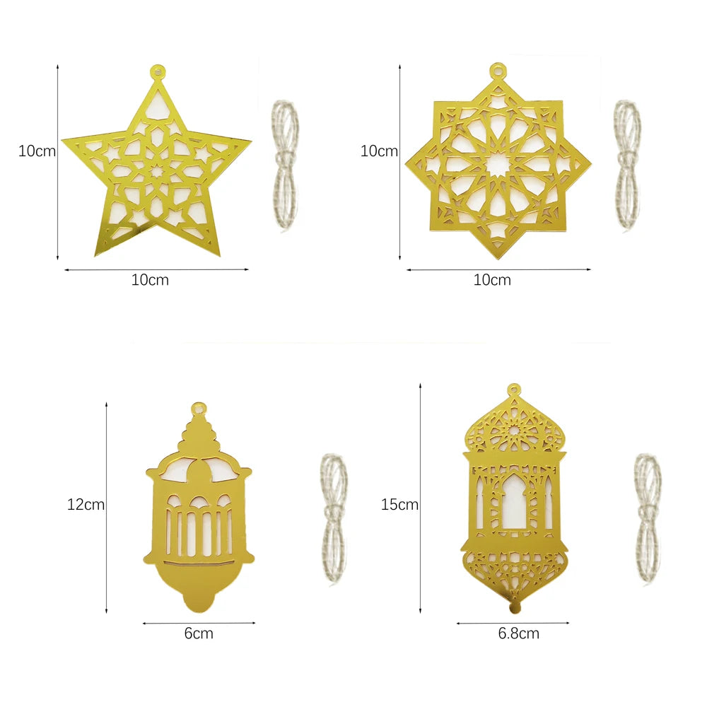 Ramadan Hanging Decoration Acrylic Eid Mubarak Moon Star Lantern