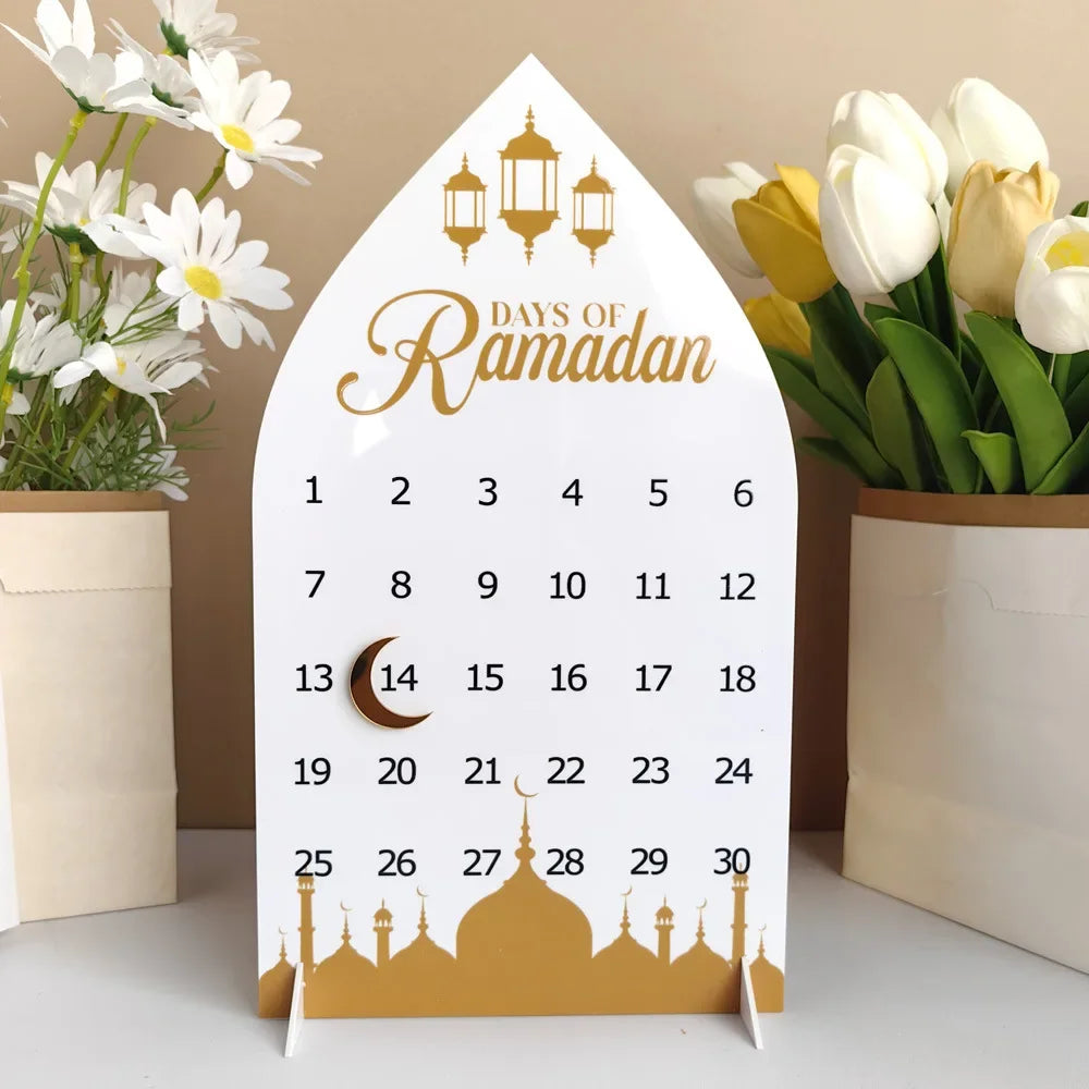 Acrylic Ramadan Advent Countdown Calendar Ramadan Decorations for Home Eid Mubarak Table Decor 30 Days Countdown Calendar