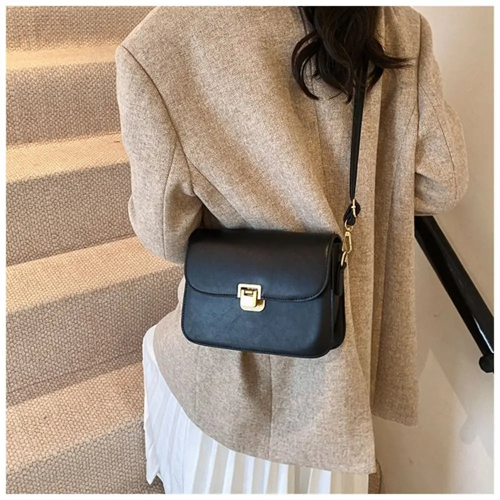 Fashion PU Leather Women Crossbody Bags Black White Khaki Brown Waterproof Korean Shoulder Bag.