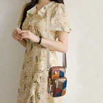 Men's and women's single-shoulder crossbody bags, mini handbags, color-blocked, versatile.