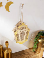 Ramadan Lantern Decor Wooden Hollowed Star Pattern