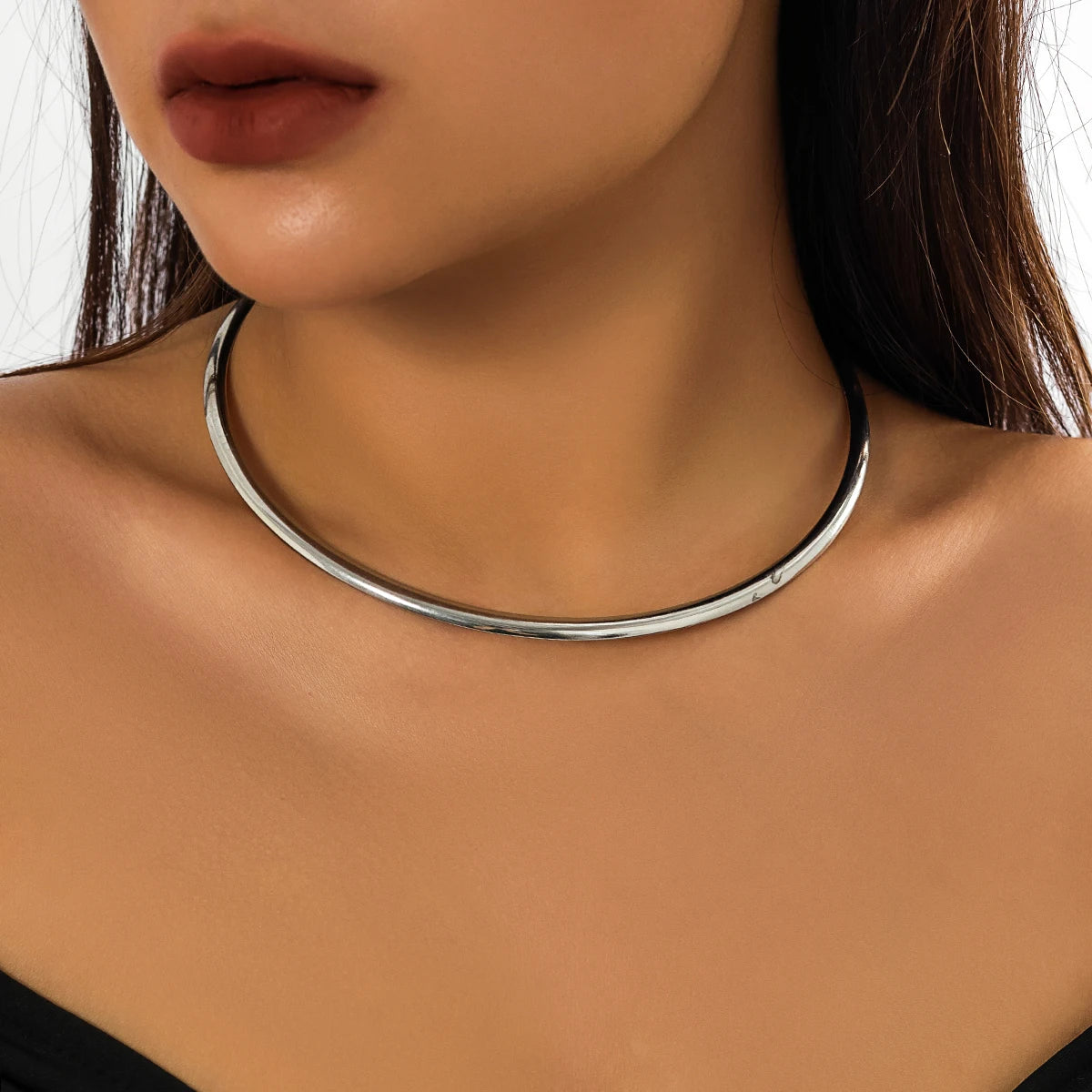 Elegant Simple Chunky Circle Torques Necklace for Women Trendy Choker Collar Fashion Jewelry on the Neck Accessories