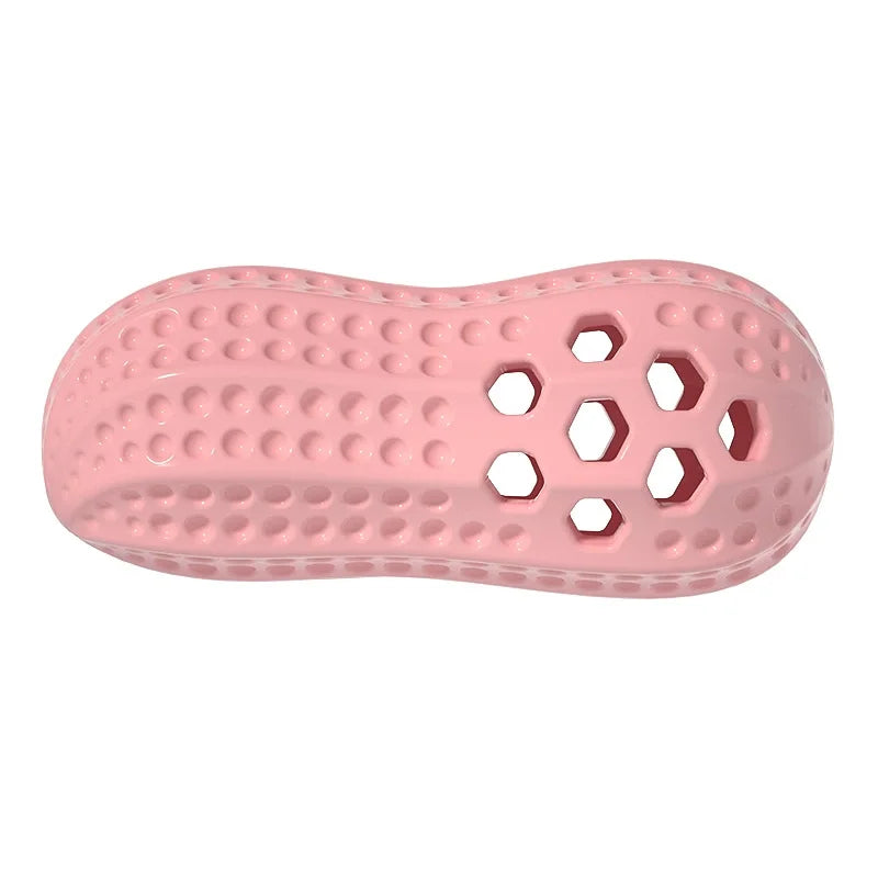 Pet Toy Sound Making Peanut Shape TPR Dog Toy with Food Dispensing Feature Durable Chew Resistant Teeth Grinding Simulation Toy