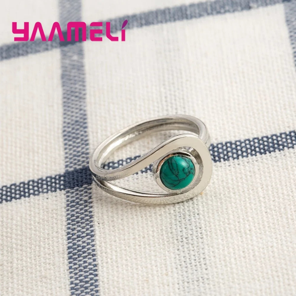 925 Sterling Silver Rings For Women Circle Fashion Jewelry Beautiful Gift