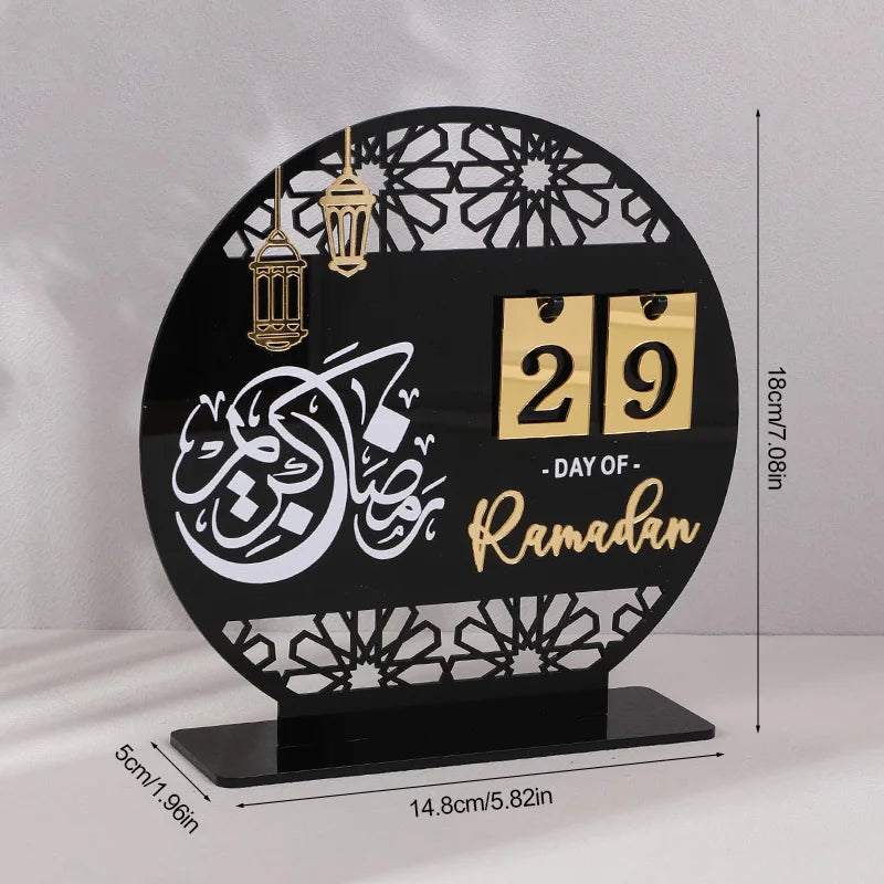 Acrylic Ramadan Countdown Calendar Gifts Day of Ramadan Calendar with Replacing Number 2026 Eid Mubarak Home Decoration Ornament