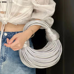 Handbags for Women 2026 New Gold Luxury Designer Brand Handwoven Noodle Bag.