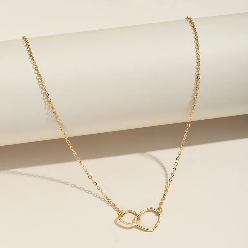 Two Round Shaped Necklaces Female Exquisite Geometric Chain Choker Neck Birthday Gift for Ladies Fashion Jewelry