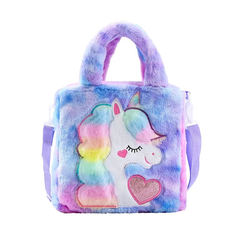 Kids Bags Shoulder Bags Cartoon Embroidered Plush One Shoulder Bag.
