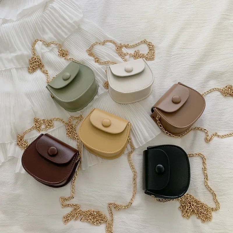 New Mini Fashion Shoulder Bags for Kids Coffee Black Yellow Children's Small Cross Body Earphone Lipstick Storage Bags