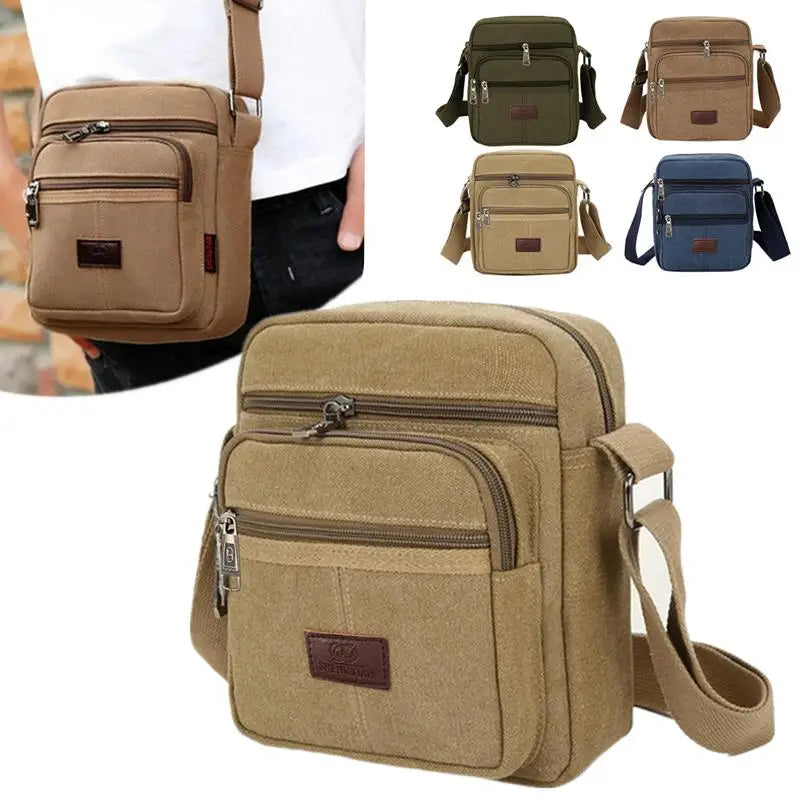 Men's Shoulder Bag Business Leisure Large Capacity Portable Handbag Zipper Multi Layer Waterproof Crossbody Bags