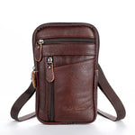 Men Leather Waist Bag Large Capacity Belt Bag Brown Shoulder Bags Crossbody Bags Multi-layer Buckle Mobile Phone Bag Bum Pouch