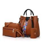 Women's Handbag New Fashion 4-Piece Set Tote Shoulder Crossbody Bag.