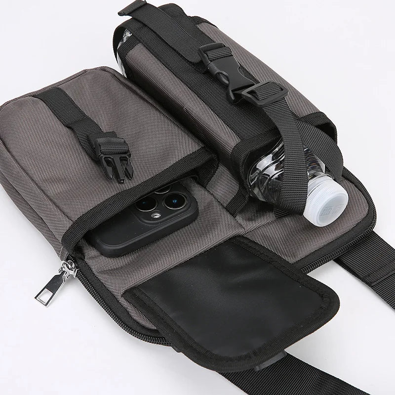 The New Men's Bag Is A Single-Shoulder Crossbody Bag With A Large Capacity And A Water Bottle Pocket It Is A Casual Travel Bag