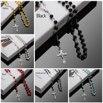 Fashion Vintage Cross Necklace Rosary Beads Chain Jesus Crucifix Virgin Mary Pendant Chain Jewelry Necklace