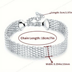 925 Sterling Silver Bracelet for Women, Exquisite and Stylish Woven Chain, Wedding Party, Christmas Gift Jewelry