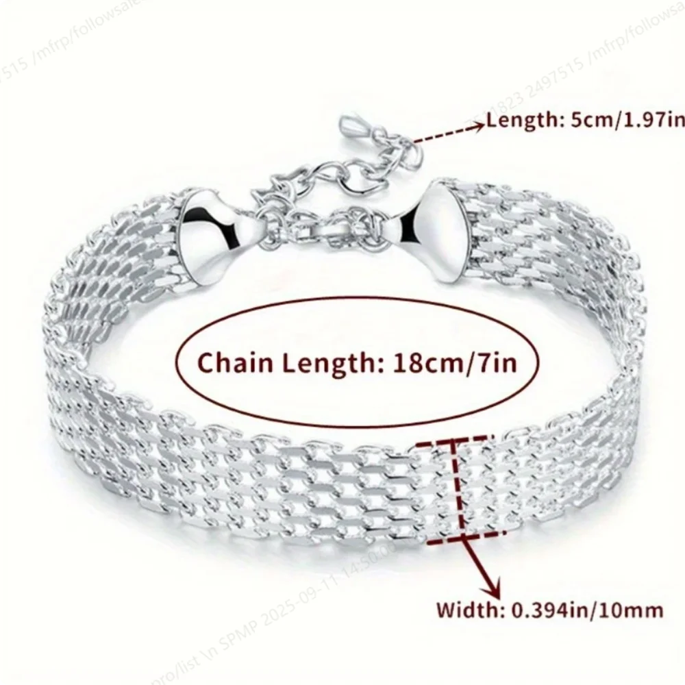 925 Sterling Silver Bracelet for Women, Exquisite and Stylish Woven Chain, Wedding Party, Christmas Gift Jewelry